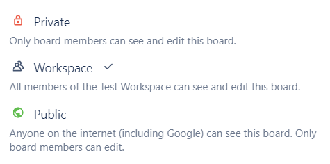 Trello Personal Boards Visibility Options